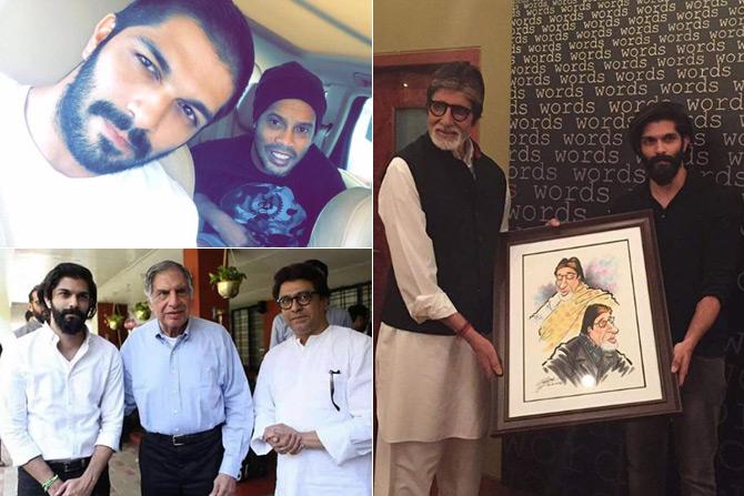 Amit Thackeray, who is known to hobnob with Bollywood and sports celebrities has never shied away from posting pictures on Instagram. In picture: A collage of Amit Thackeray with Raj Thackeray, Ratan Tata, Amitabh Bachchan, and footballer Ronaldinho.