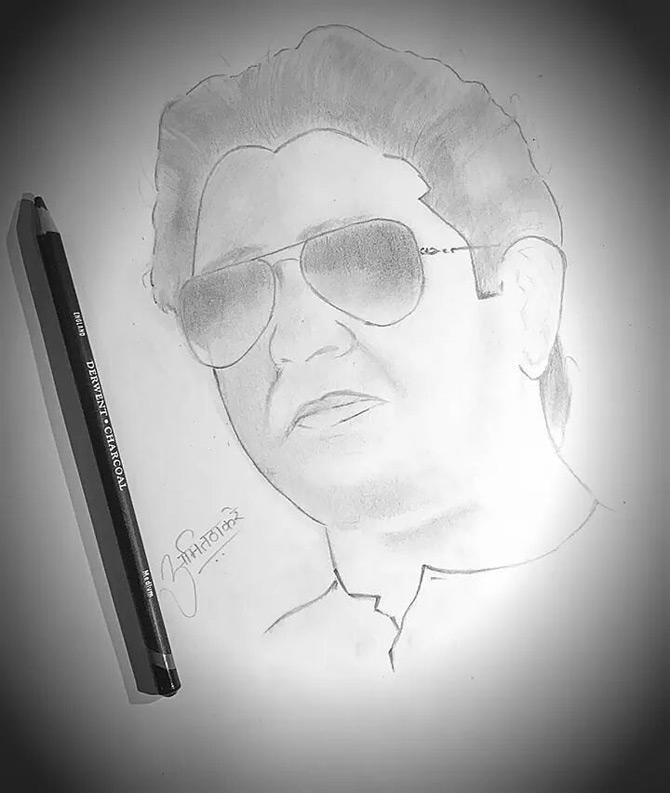 Amit Thackeray shared a work of his cartoon skills and sketched portrayed of his father Raj Thackeray. Amit Thackeray captioned this one: From whom I learned ... started with them!