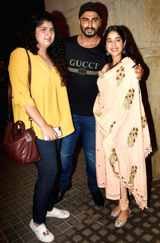 Arjun Kapoor's sister Anshula Kapoor also attended the special screening of brother's film India's Most Wanted in Andheri.