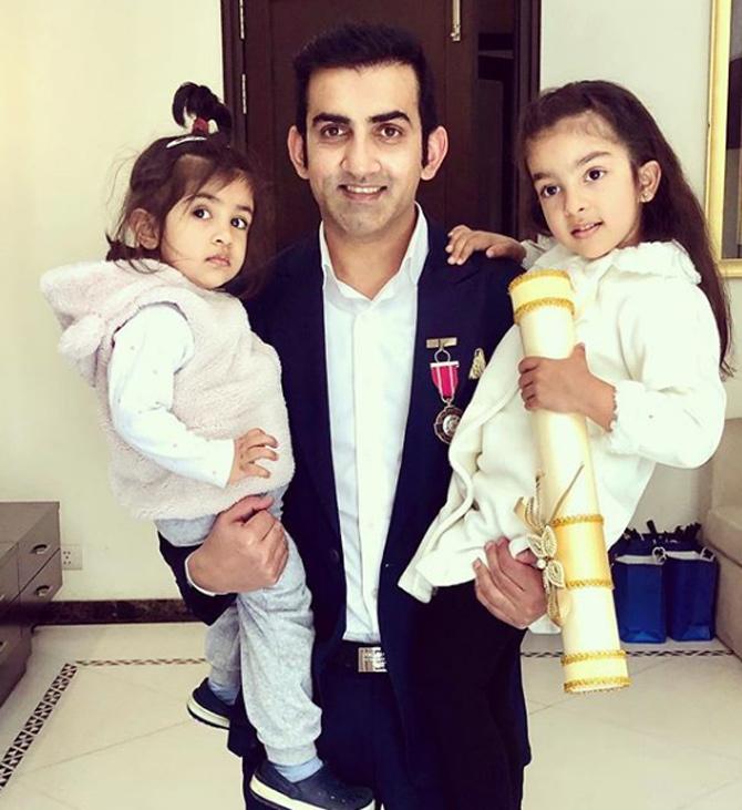 Not a stranger to controversies, Gautam Gambhir was involved in another spat, when the former Indian team mental coach Paddy Upton said that Gambhir was probably the most mentally unstable cricketer he had come across.
In pic: Gautam Gambhir with his two daughters Aazeen and Anaiza