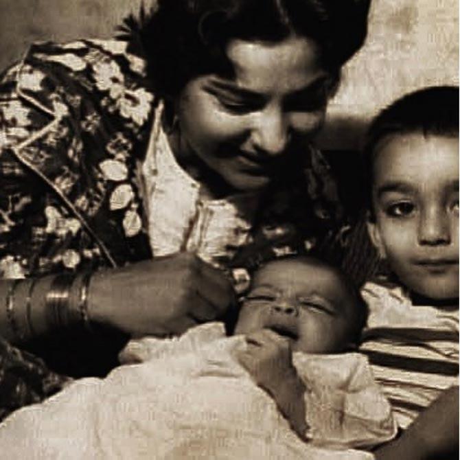 Little Sanjay Dutt with mother Nargis and sister Priya Dutt. Dutt, the son of legendary actor Sunil Dutt made his acting debut as a child in his father's film Reshma Aur Shera before debuting as the male lead opposite Tina Ambani with the 1981 film Rocky. He went on to star in several noteworthy films in the next three decades including Vidhaata, Saajan, Sadak, Gumrah, Khalnayak, Vaastav: The Reality, Mission Kashmir, Kaante, Munnabhai MBBS, Shootout At Lokhandwala, PK among many others. Dutt made his comeback with Bhoomi after his incarceration in connection with the 1993 Mumbai blasts.