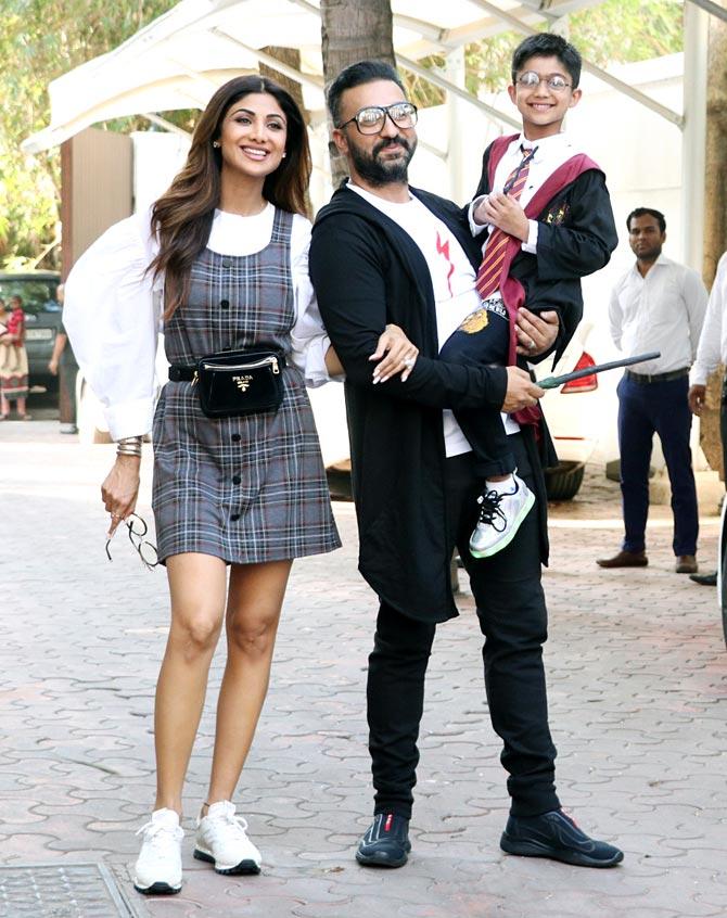 Like an enthu cutlet, Shilpa Shetty was inspired by the 'Harry Potter' theme too. The actress donned a large Sorting Hat and round glasses, while her husband - Raj Kundra - sported a long black cardigan which kind-of looked like a Hogwarts cape. Well, Raj's white T-shirt had a red lightning symbol, which looked like the lightning scar on Harry’s forehead.