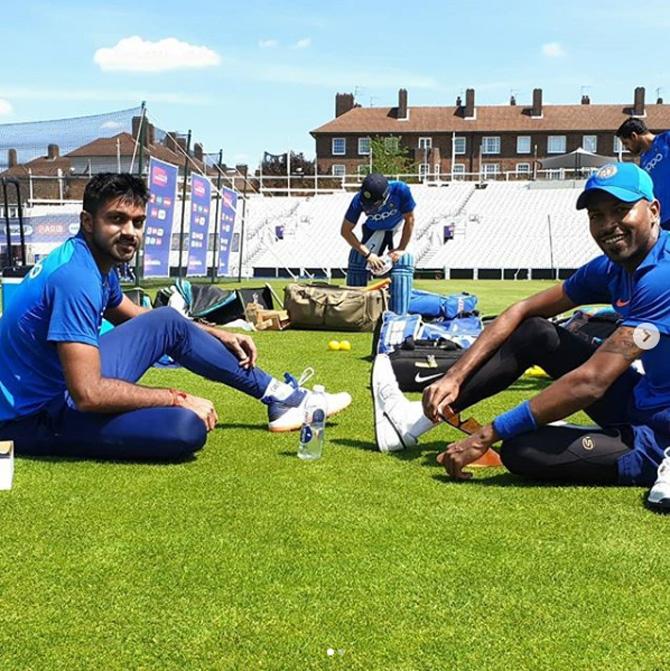 Vijay Shankar posted this picture of himself and Hardik Pandya after a net session. He wrote, 