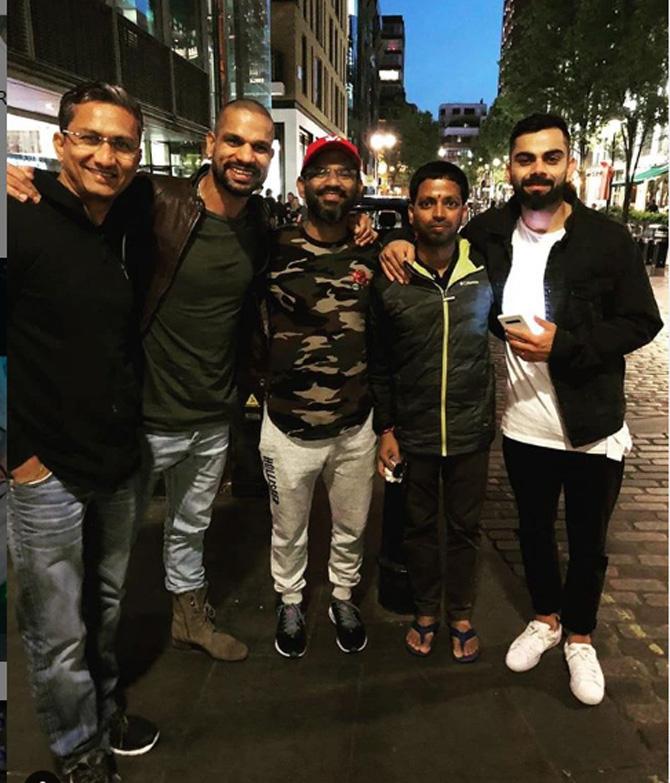 Shikhar Dhawan posted this picture with Virat Kohli and Sanjay Bangar and captioned it as, 