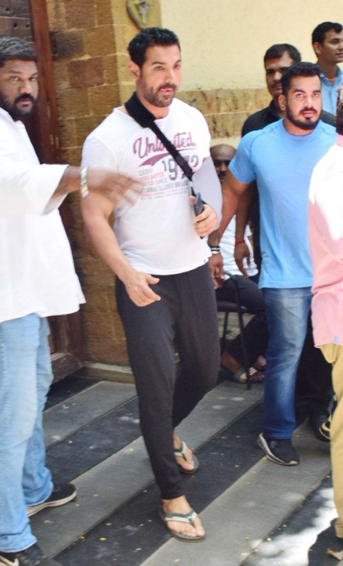 John Abraham too visited Ajay Devgn's residence in Juhu to offer his condolences to the family. 