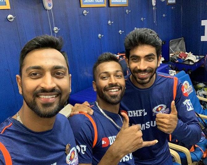 Krunal Pandya posted this picture with brother Hardik Pandya and Jasprit Bumrah after the match against Sunrisers Hyderabad. He captioned it as, 