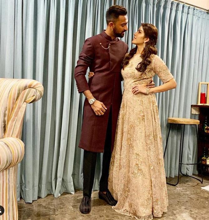Pankhuri Pandya shared this picture with Krunal Pandya right at the start of the IPL. The couple dressed up for a traditional event in March.