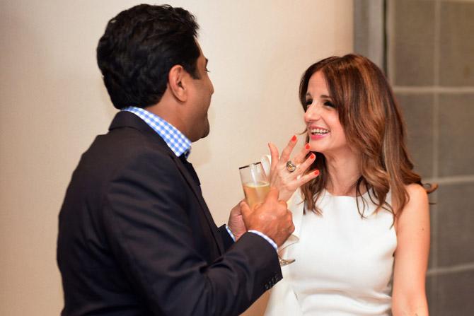 In pic: Shobhaa De's son Aditya Khilachand and Bollywood celeb Sussane Khan share a hearty laugh. Wonder what's so funny?