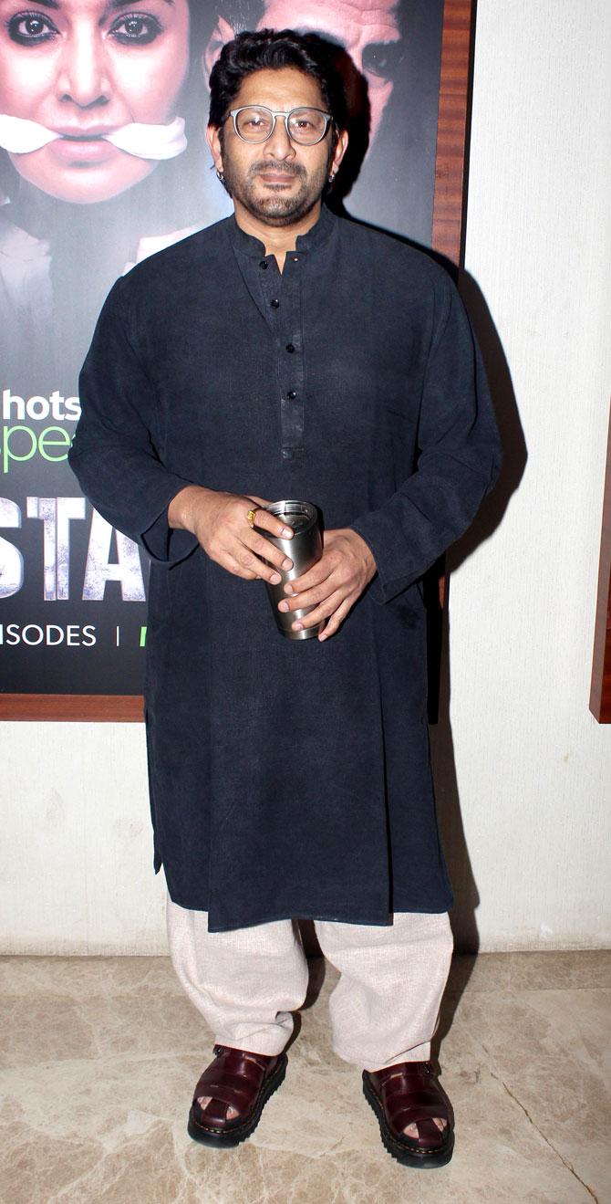 Arshad Warsi sported a traditional look as he arrived for the special screening of Hostage in Andheri.