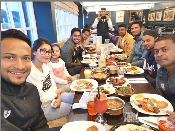 Bangladesh cricketer Shakib Al Hasan posted this picture of himself with his wife Umme Ahmed Shishir and family from a lunch outing