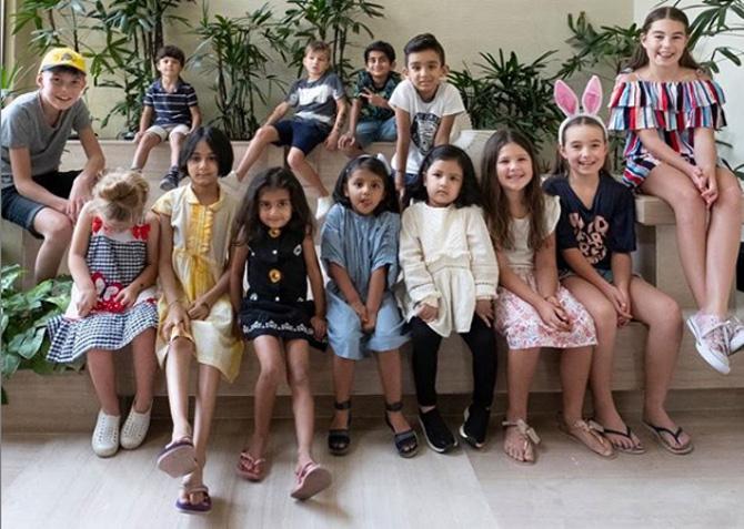The ever adorable Ziva Dhoni with a bunch of other star kids.