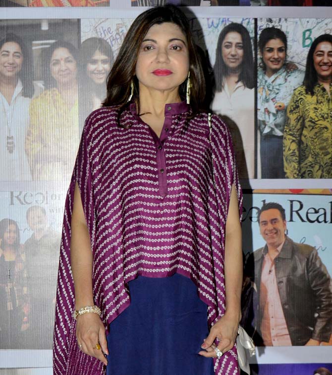 Veteran singer Alka Yagnik also attended the bash and posed for the shutterbugs.