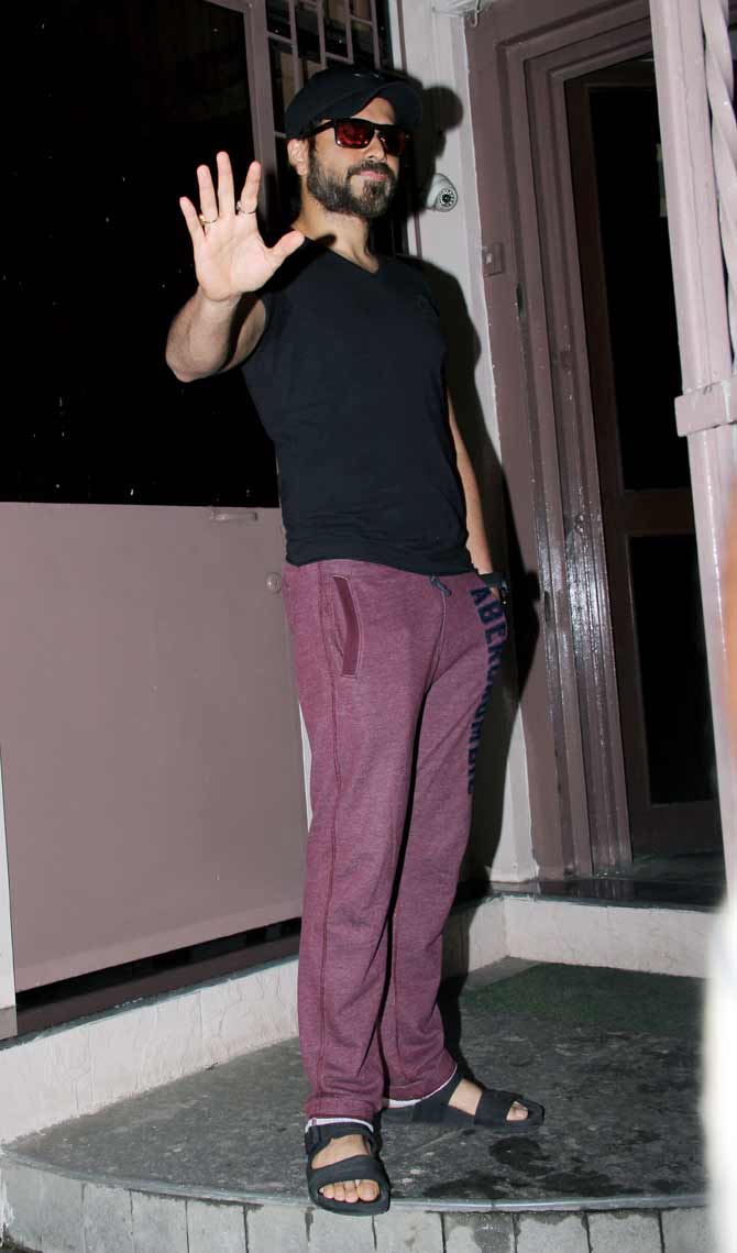 Emraan Hashmi was also clicked in Bandra. The actor chose to keep his look casual in a pair of purple track pants and a black t-shirt.