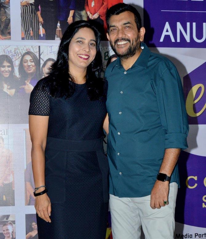 Celebrity chef Sanjeev Kapoor and wife Alyona Kapoor also attended Anu Ranjan's chat show launch event.