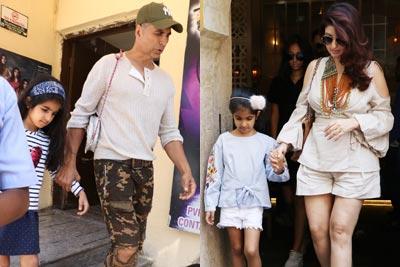 Akshay Kumar-Twinkle Khanna's lunch outing with Nitara in Juhu