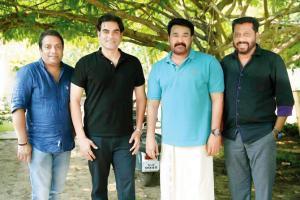 Arbaaz Khan and Mohanlal on the sets of Big Brother