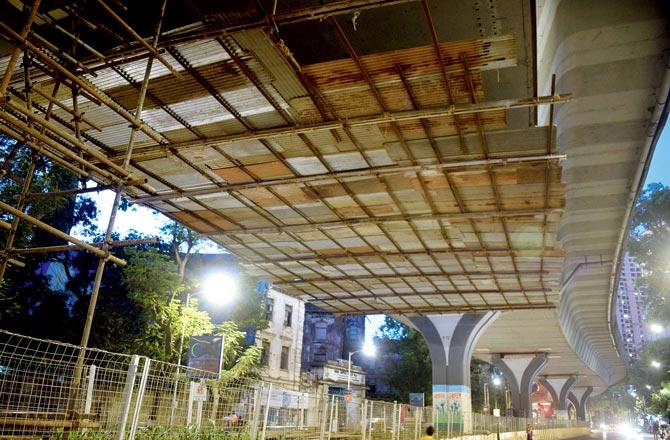 Bridge repair work at the Bycullta-Parel flyover has been affected owing to election duty postings of civic officials