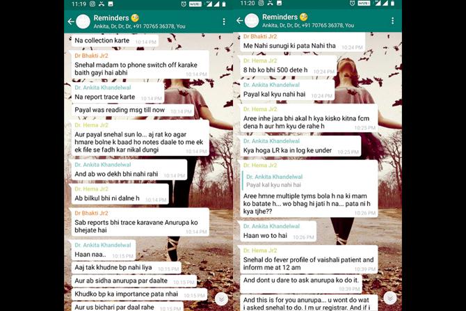 Some of the chats exchanged by the student doctors on the WhatsApp group