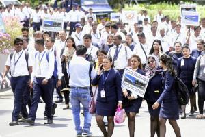 Jet Airways employees' protest at T2 Airport in Mumbai
