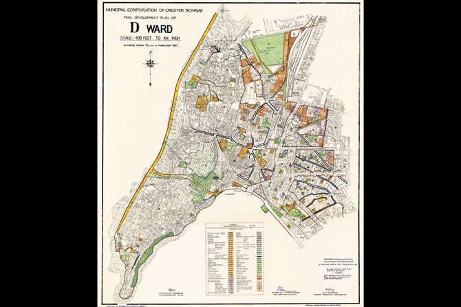 Development plans by the Municipal Corporation of Greater Bombay, sanctioned on February 7, 1967. Pic/University of Chicago Library, Special Collections Research Centre
