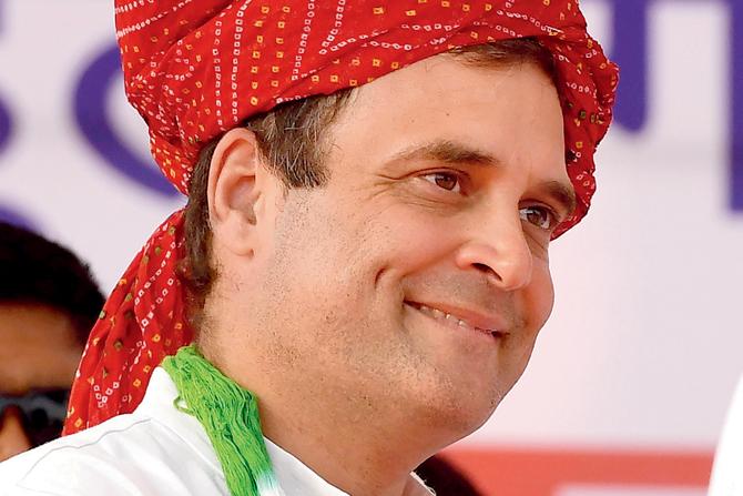 Congress President Rahul Gandhi in Jaipur. Pic/PTI