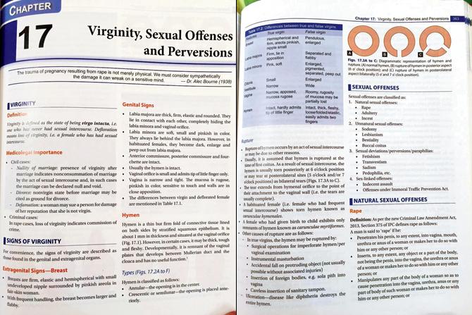 The chapter on virginity tests that will be removed from medical textbook