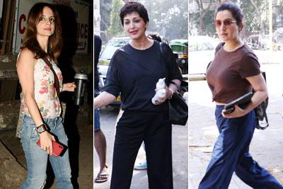 Sussanne Khan with kids, Sonali Bendre, Tisca Chopra at salon in Juhu