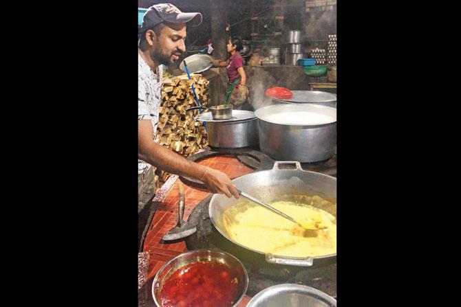 Ankit Patil stirring khao suey in Mon state in 2019