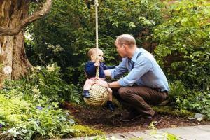 British Royal kids George, Charlotte and Louis play in the woods