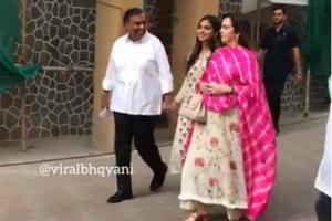 Watch Video: Isha Ambani walks hand in hand with father Mukesh Ambani