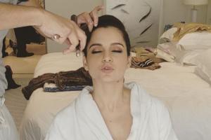 Kangana Ranaut flirts with the lens while preparing for her Cannes look