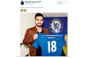 Abhishek Bachchan trolls Virat Kohli for picture with Harry Kane