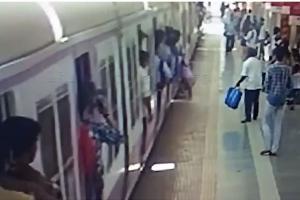 Man saved in nick of time from being crushed under train at Kurla