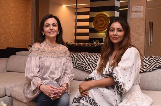 In picture: Nita Ambani poses for a picture alongside ace interior designer Gauri Khan. Picture/Instagram Gauri Khan