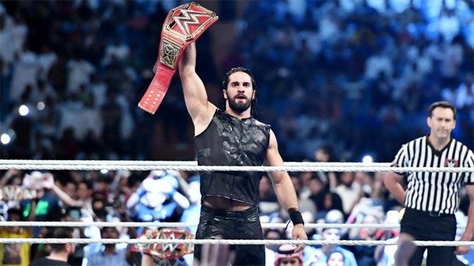Seth Rollins made his way to the ring as he defended his WWE Universal title against 'The Fiend' Bray Wyatt
