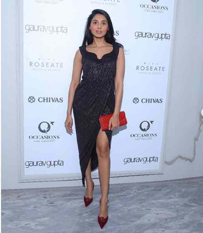 Qureshi looked breathtaking in this shimmery black ensemble at Gaurav Gupta's store launch in Mehrauli last year.