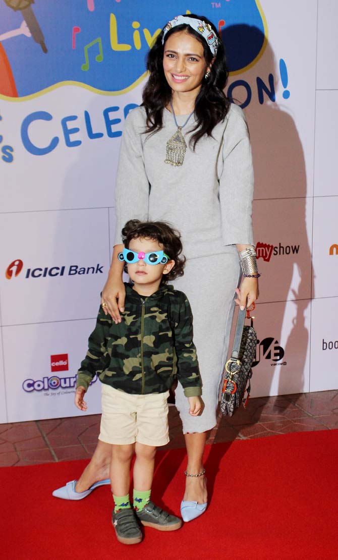 Roshni Chopra poses with son Reyaan at the first Peppa PIg Musical in India. She too shared on Instagram a few pictures and wrote alongside, 