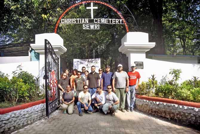 The entire group at the entrance to the cemetery 