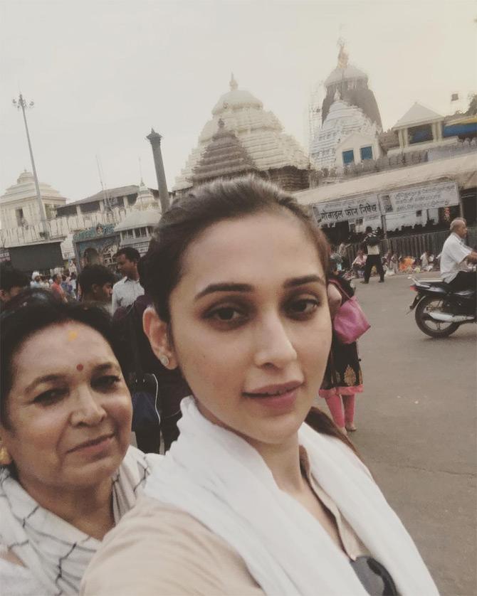In photo: Mimi Chakraborty poses for a selfie with her mother Tapashi Chakraborty after her visit to the Lord Jagannath Dham temple.