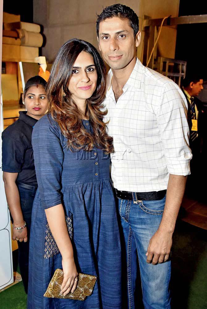 Former Indian pacer Ashish Nehra with his wife Rushma. The couple were married on April 2, 2009