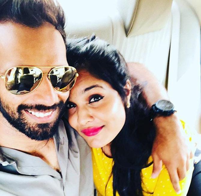 Indian cricketer Hanuma Vihari with his wife Preeti Rai. The couple tied the knot on May 19 2019