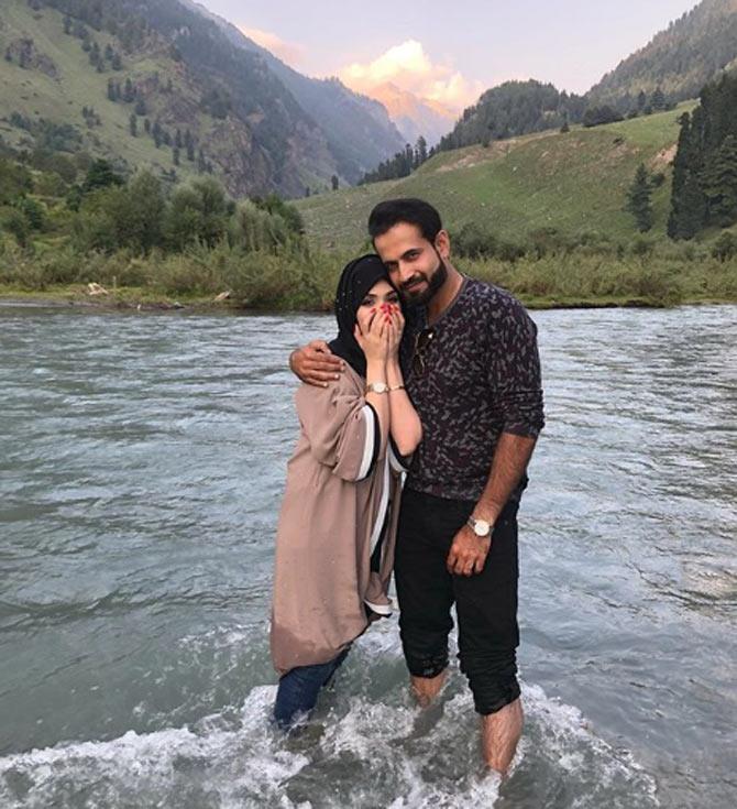 Indian all-rounder Irfan Pathan with his wife Safa Baig. The couple were married on February 4, 2016. The couple have a son named Imran Khan Pathan