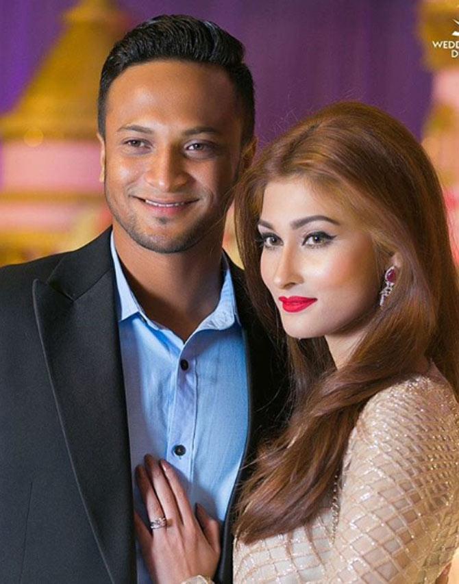 Bangladesh all-rounder Shakib Al Hasan and his wife Umme Ahmed Shishir. The couple tied the knot on December 12, 2012. They have a daughter named Alaina Hasan Abri