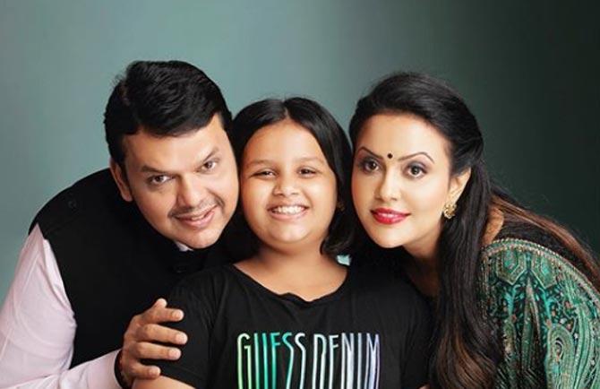 The two have a daughter named Divija Fadnavis, who studies at Cathedral School in Fort. She is the youngest-ever occupant of the Chief Minister's official bungalow 'Varsha' located in south Mumbai.
