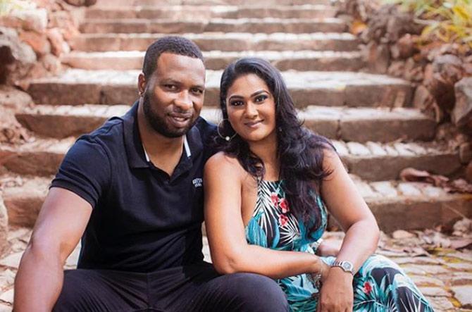 West Indies all-rounder Kieron Pollard and his wife Jenna Ali. The couple got hitched on August 25, 2012. They have three children together