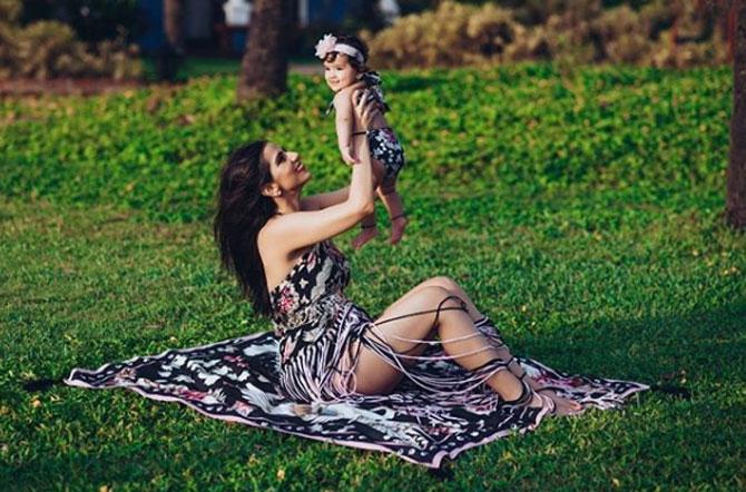 In photo: Nishka gets playful with Miraya as they don similar outfits.