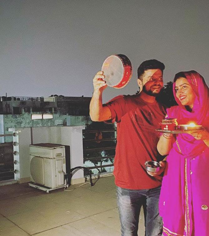 Suresh Raina started playing for Chennai Super Kings in the first edition of the IPL itself when he was bought for Rs. 4 crores for the first three years.
In picture: Suresh Raina with wife Priyanka during Karwa Chauth in 2019
