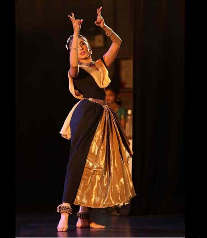 She often posts photos in her Kuchipudi attire, striking gracious moves, and details about her recitals on her Instagram page