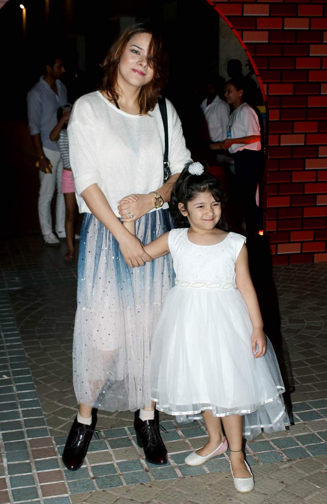 Udita Goswami and daughter Devi Suri were all smiles when snapped at the bash. While Udita opted for a glitter mesh skirt, paired with a white top, Devi looked no less than a princess in a white dress she opted for the party.