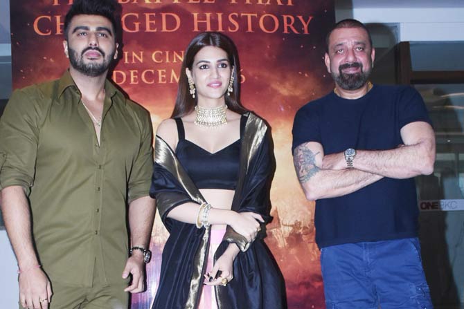 Filmmaker Ashutosh Gowariker hosted a trailer preview of his historical film Panipat at a multiplex in Juhu, Mumbai. Present at the event where the lead cast - Sanjay Dutt, Kriti Sanon and Arjun Kapoor. All pictures/Yogen Shah
